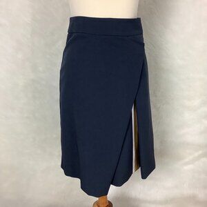Cop Copine Timor Gray Blue Trompe-Lil Front Pleat Stripe Skirt EU 36 US S